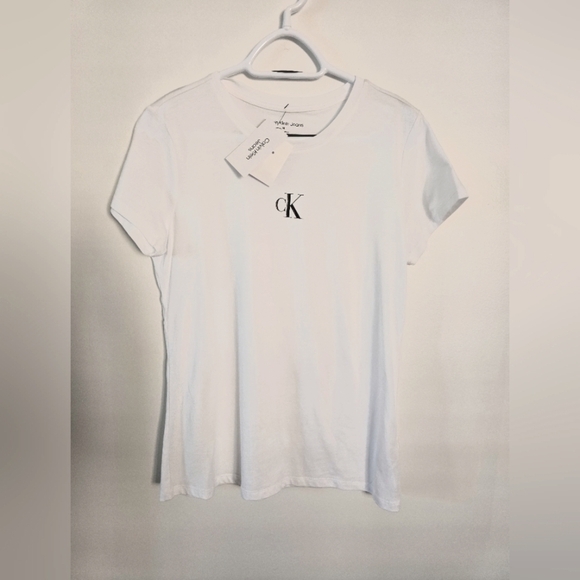 Calvin Klein Jeans Basic Logo White T Shirt Essential Soft Cotton Modal Size M - Picture 3 of 6